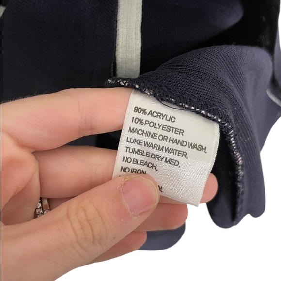 Exclusively Misook Navy White Zip Cardigan Medium - Picture 3 of 4